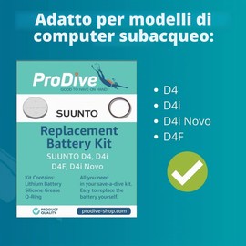 ProDive - Kit batteria per computer subacqueo Suunto D4 D4i, set di ricambio