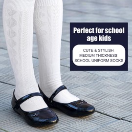 Mumucove 9 Pairs Girls Knee High Socks School Uniform Long Socks Cotton Cable Dress Socks Seamless Socks for Kids Toddler (4-9 Years)