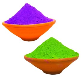 Shubh Organic Herbal Holi Gulal Powder| NonToxic | Eco Friendly | 100% Safe | Holi Color Powder| Pack of 2 (Purple,Green 200g Each) | Sented Gulal | Holi Celebration