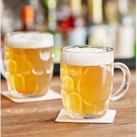Acopa 20 oz. Clear Glass Dimple Beer Mug - 12/Case