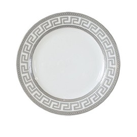 SMCS Euro Porcelain Vintage Platinum /White Greek Key  Design 10.5" Dinner Plate