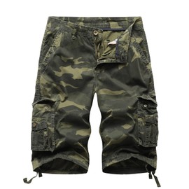 DGWZ Mens Cargo Shorts Twill Cotton Multi Pocket Relaxed Fit Below Knee Camo Cargo Shorts for Men