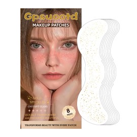 Gpsuootd Makeup Patches,8pcs Gold Sparkle Freckles,Face Makeup Patches,Glitter Freckles Face Tattoo (8PCS Gold Glitter Freckles-003)