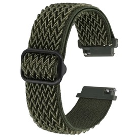 BISONSTRAP Stretchy Nylon Watch Strap, Adjustable Buckle Loop Straps, Quick Release, Elastic Braided Nylon Strap, 16 mm, 18 mm, 19 mm, 20 mm, 22 mm, Nylon, No gemstone