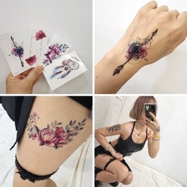 Color tattoo sticker tattoo lettering rose party event - RC-168 / 컬러 타투 스티커 문신 레터링 장미 파티 행사 - RC-168