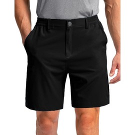 Keevoom Mens Hiking Golf Shorts Quick Dry Lightweight Summer Beach Flat Front Dress Short for Work Travel Camping Pants Black