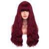 BERON 26 Inches Wine Red Wig with Bangs Long Curly