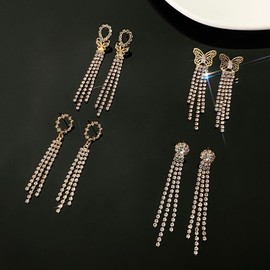 TOFBS Earrings Long Drop Earrings for Women Gold-Plated Zirconia Geometric Earrings Bar Drop Earrings Hoop Earrings for Women, Alloy Steel