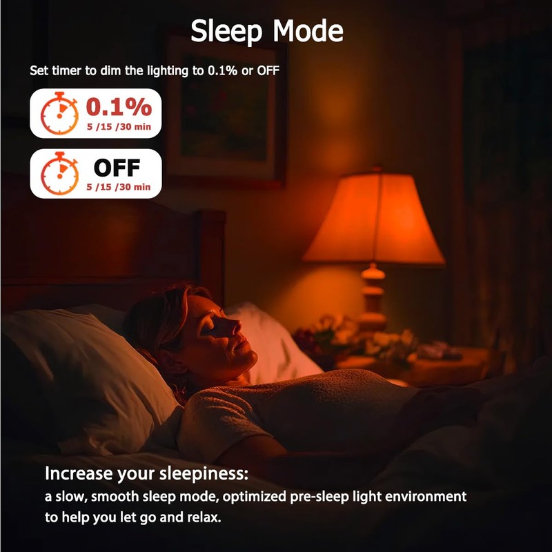 Wivety Sleep Light Bulbs Amber 1600K with Remote Control, Blue