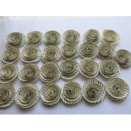 Always In Blossom Vintage Book Page Roses 1.5 Inch Bulk Paper Flowers For Literary Theme Wedding - 24 Piece Set Table Top Decorations Graduation Party Decor
