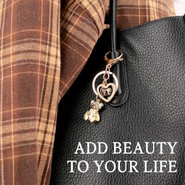 YGMONER Gold Bear Keychains Bling Rhinestone Car Keyring & Bag Accessory Free with Gift Bag (Bear)