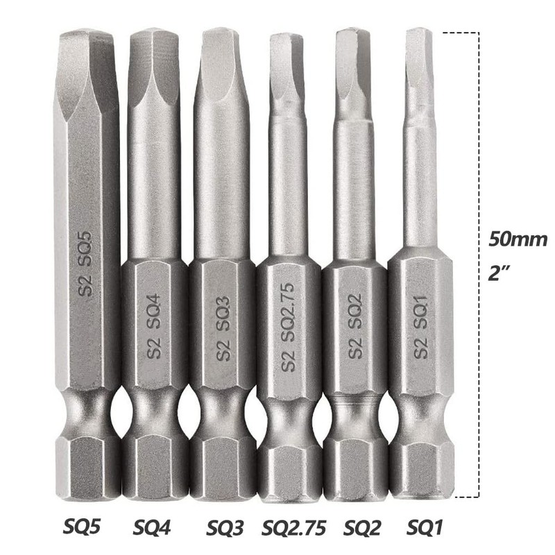 Saipe 12PCS Magnetic Square Head Screwdriver Bits Set 2 Inch