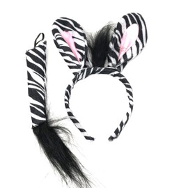 GIZZY® Zebra Ears on Headband and Tail Set. Fancy Dress, Book day.