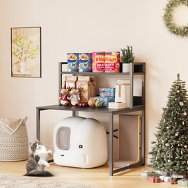 Large Self Cleaning Litter Box Table with Storage Shelf, Enclosed Hidden Cat Furniture for Large Litter Boxes, Space Saving Furniture for Cat Cage 42.1" H