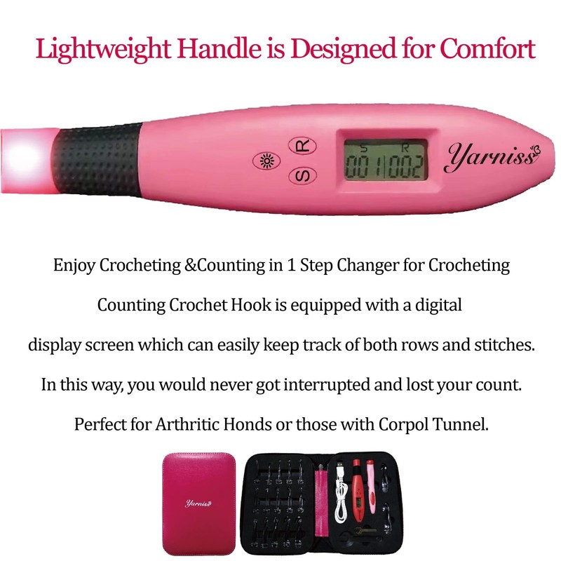 Yarniss 17 Size Counting Crochet Hooks Set, Light Up Crochet