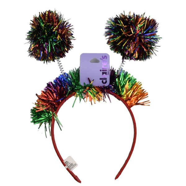 Claire's Claires Bopper Headband Colorful Smiley Tinsel Balls Antenna