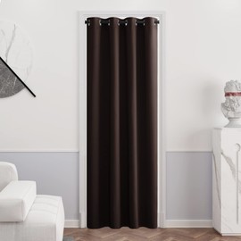PONY DANCE Thermal Blackout Curtain - 52 x 84 inch Eyelet Blackout Curtain for Patio Room Darkening & Energy Saving Window Drape for Living Room, 1 Panel, Brown