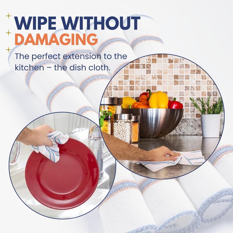 HOMESHOPA Dish Cloths, 4 Pack Cotton Antibacterial Super Absorbent Lint