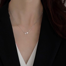Xmsrn Vintage Crystal Butterfly Pendant Necklace Tiny Rhinestone Butterfly Necklace Silver Cz Butterfly Choker Necklace Small Double Rhinestone Choker Necklace for Women