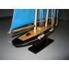 Atlantic Hand Made Wooden Model Sailing Ship 14" Blue Sail