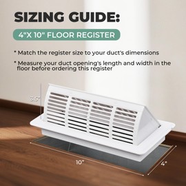 2 Pack 4x10 Vent Deflectors, Adjustable Floor Register, Air Vent Deflector for Home Floor, Office, Ceiling (White)