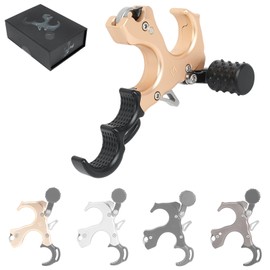 POEARCUS Archery Compound Bow Aid Releaser - Release Aids with 3&4 Thumb Release Adjustable Module Wrist Straps Adjustment Tool, for Left and Right Hand (Gold)