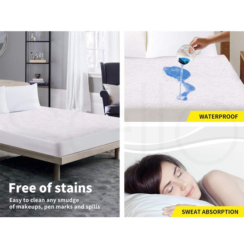 DreamZ Terry Cotton Fully Fitted Waterproof Mattress Protector King Single