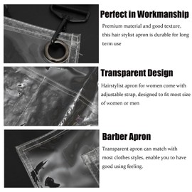 Funnytek Hair Stylist Apron for Women, Beauty Salon Clear Apron with Pockets Cross Back Adjustable Strap Waterproof Hairdresser Barber Nail Tech Work Aprons 31.5 inch Long