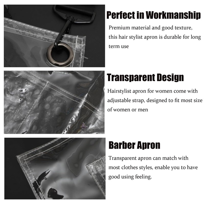 Funnytek Hair Stylist Apron for Women, Beauty Salon Clear Apron