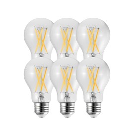 Luminus Led Bulb Filament A19 40W Equivalent (4.5W) 450 Lumens, 15000 Hour Lifespan, Dimmable, 2700k Warm White, 6 Pack