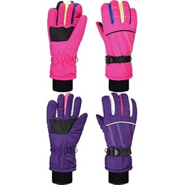 2 pares de guantes para niños de invierno, nieve, impermeables, gruesos, cálidos, resistentes al viento, para niñas y niños
