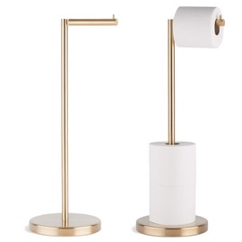 MARMOLUX ACC Free Standing Toilet Paper Holder Stand with Storage for 4 Rolls of Toilet Tissue for Bathroom, Stainless Steel Luxury Brushed Gold, 1pc - Bathroom Sets - Toilet Paper Storage