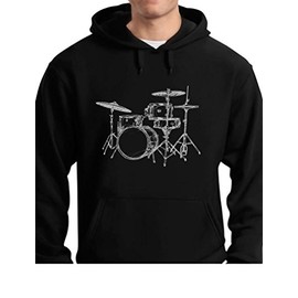 Tstars Drum Hoodie for Men and Teen Boys - Gift for Drummers & Musicians - Pullover for Music Lovers & Band Members Medium Black