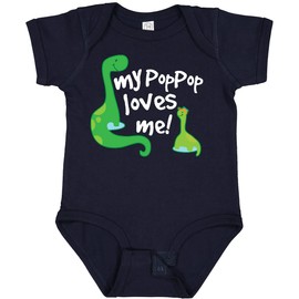 inktastic My Pop Pop Loves Me Dinosaur Baby Bodysuit 6 Months Navy Blue 26985