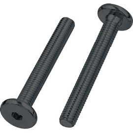 M6 (6mm x 30mm) Black Flat Head Furniture Screw Hex Drive Socket with Metric Thread Fully Threaded Furniture Bolts for Furniture Cots Beds Crib and Chairs (Pack of 12)