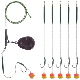Carp Fishing Rigs Kit Carp Hair rig with Carp Sinker Weights Carp Hooks Corns Bait Rolling Swivels Sleeves Carp Boilie Bait Rigs Carp Fishing Equipment