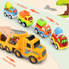 Nicmore Construction Truck Toddler Toys Car: Toys for 2 3 4 Year Old Boy 5 in 1 Carrier Toys for Kids Age 2-3 2-4 | 18 Months 2 Year Old Boy Christmas Birthday Gifts