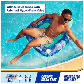 Swimways Elite Spring Float Sunseat Pool Lounger, Inflatable Pool Floats Adult with Fast Inflation, Pool Lounge Chair for Adults up to 250 lbs