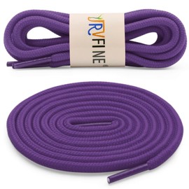 YJRVFINE Round Shoe Laces for Sneakers: Boot Hiking Athletic Dark Purple Shoelaces for Men&Women - 2 Pairs 43 Inch