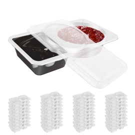 ZJMCAJY 40 PCS Double Compartment Condiment Container with Lids, 2 Compartment Snack Containers, Reusable Plastic Sauce Containers, Compartment Container for Sampling