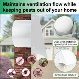 FPW 6 Inch White Exterior Dryer Vent Cover Outside, Wall Vent Cover Outdoor Hooded Wall Vent with Backdraft Damper for Dryer Kitchen Bathroom Range Hood HVAC Duct Vent, Galvanized Steel