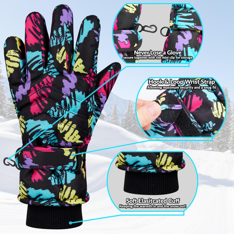 CityComfort Girls Skiing Gloves Fleece Lined Touch Screen Gloves Thermal