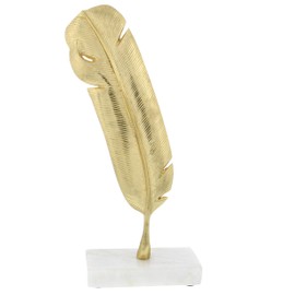 CosmoLiving by Cosmopolitan Aluminum Metal Bird Decorative Sculpture Feather Home Decor Statue, Accent Figurine 6" x 2" x 12", Gold
