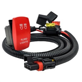 OZ-USA FLOOD LIGHTS On/Off Red Rocker Switch Pulse Power Busbar Plug Harness Polaris