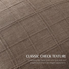 Foindtower Set of 2 Decorative Linen Check Throw Pillow Covers Neutral Farmhouse Lumbar Cushion Covers Modern Boho Home Decor for Sofa Chair Couch Bedroom Living Room Outdoor,12×20 Inch,Taupe Grey
