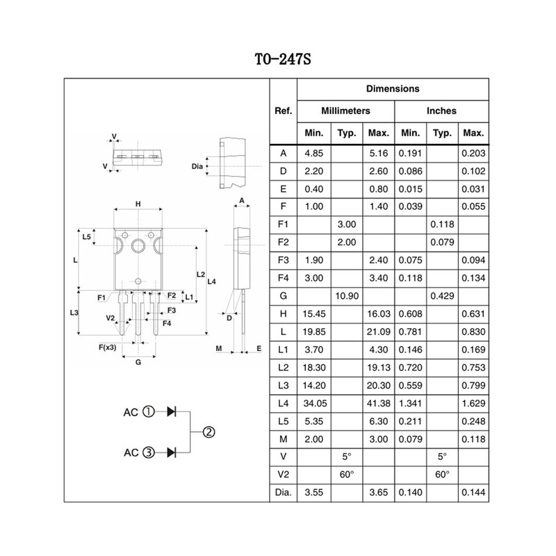 MBR60200PT ASEMI Schottky Barrier Diode TO-247 / 3P Package 60A