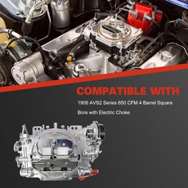 USTAR 1906 Carburetor Replacement for AVS2 Series 650 CFM 4 Barrel Square Bore with Electric Choke