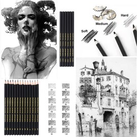 Heshengping Drawing Pencils Sketch Pencil Art Supplies Set for Kids Adults beginners Professional Sketching Art Graphite Charcoal Blending Stump Pencils kit