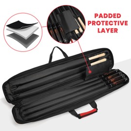 BOSSTIN Pool Cue Case, 3x4 Pool Stick Billiard Cue Accessories Soft Padded Bag Case (11Red：3x4)