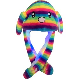 ZOMKIFA LED Leuchtendes Ohr Bewegung springen Kaninchen Hut Tier Hut Pop Up Ohren Plüsch Kaninchen Hut Hut für Frauen Mädchen